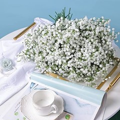 Babys Breath Artificial Flowers,30 Pcs Gypsophila Faux Flowers for White