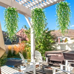 3pc Artificial Fern Plant Fake Eucalyptus Leaf Hanging Flower Vine Home Decor