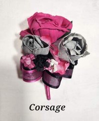 Fuchsia Silver Black Rose Calla Lily Bridal Wedding Bouquet Accessories