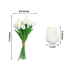 10 WHITE 13″ FOAM TULIPS FLOWERS Single Stem Wedding Bouquets Home Centerpieces