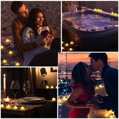 6000 pétalos de rosa artificiales velas LED sin llama, para bodas y decoración