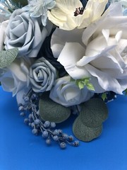 Dusty Blue & White Artificial Wedding Bridal Bouquet Ling’s Moments Faux Flowers