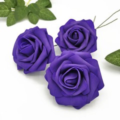US Ship 25pcs Artificial Foam Rose Flower with Stem Decoration for Wedding Party