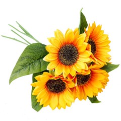 1 Bunch Sunflower Artificial Flower Fake Floral Pick Sunflowers Decor Stem Prop