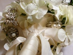 Vtg Wedding Handmade Brooch Bouquet Flowers~Rhinestones~+Table Tents Bridal Lot