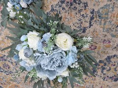 Dusty Blue Wedding Bouquet for Bride Blue and White 2 Pc Arch NEW