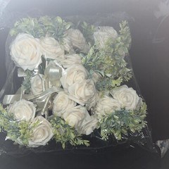 10 Bridal Bridesmaid Wedding Bouquet Artificial Champagne Blush Roses NEW