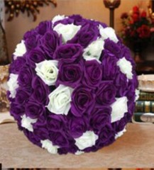 Purple & Ivory Rose Flower Pomander Wedding Kissing Ball11-12 inches USA Seller