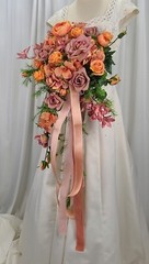 Orchid Rose Garden Faux Silk Cascade Wedding Bouquet