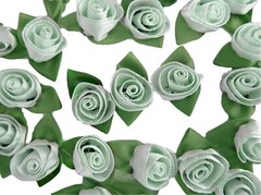 24 light green satin barrel tulip rose applique flower