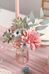 Artificial Flowers Combo Set Fake Flower Leaf Box with Stemst for Blue Pink