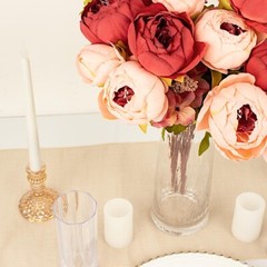 BURGUNDY DUSTY ROSE 2 Bouquets 19″ Silk Peony FLOWERS Artificial Floral Bushes