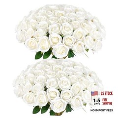 Pcs Artificial Roses Bulk Velvet Silk Roses Roses for Wedding 60 White