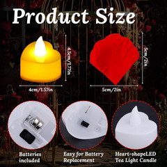 7000 Pieces Artificial Rose Petals with 72 Pieces Romantic Heart Led Tealight Ca