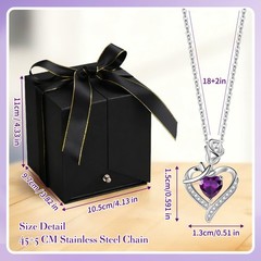 Sereney Preserved Purple Flower Rose with Necklace, Forever Purple,