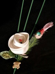 “The Nancy Rose” Unique Artisanal White Satin Fabric Rose.