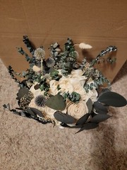 Sola Flower Bridal Bouquet Ivory Roses with Preserved Eucalyptus New