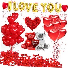 40 Pack I Love You Balloons and Heart Balloons Kit with 1000 Pcs Dark-Red