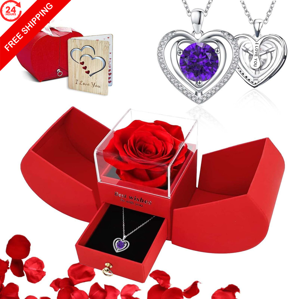 Dfilio Preserved Red Real Rose with I Love You 09. September(sapphire)
