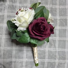 4 Burgundy & White Bridesmaids Bouquets and 1 Burgandy & White Bridal Bouqet