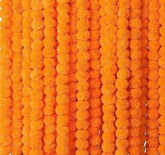 Krati Exports 5 PC – 5 feet Marigold Garland 5, Golden Yellow (Light Orange)