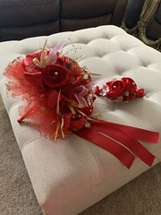 Red And Gold Quinceañera Bouquet