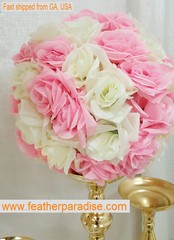 Pink & Ivory Rose Flower Pomander Wedding Kissing Ball 9-10 inches USA Seller