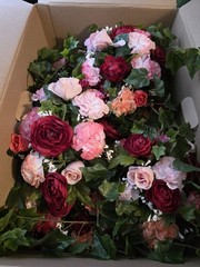 10 or 20 Floral Centerpices RED/PINKS/CORAL for WEDDING/Party Centerpieces 12″