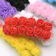 144Pcs Mini PE Foam Rose Heads Red Lace Flowers DIY Wedding Home Decor 2cm