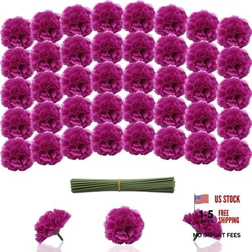 Artificial Marigold Flowers with Stems Pcs Silk Flowers Marigolds 60 Fuchsia