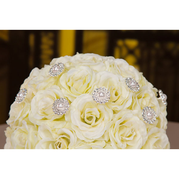 DAVID TUTERA™ ILLUSION CRYSTAL RHINESTONE AND PEARL FLOWER PICKS – 6 PIECES