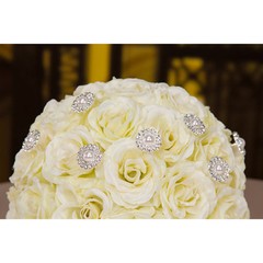 DAVID TUTERA™ ILLUSION CRYSTAL RHINESTONE AND PEARL FLOWER PICKS – 6 PIECES