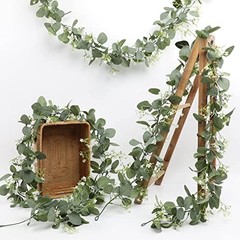 Gypsophila Artificial Eucalyptus Garland – 2 Pack – 5.8Ft Faux Baby Breath White