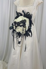 Black Tie Affair Mardi Gras or Goth Faux Silk Bridal Bouquet