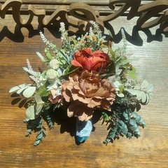 Beautiful Bridal Wedding Bouquet Budget Handmade Faux Flowers Pink Red Brown