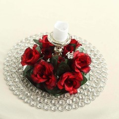 8 Black Red CANDLE RINGS with SILK ROSES Wedding Party Flowers for Centerpieces