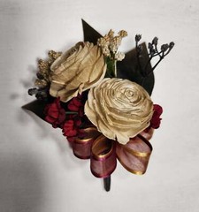 Champagne Gold Burgundy Black Sola Wood Bridal Wedding Bouquet Accessories