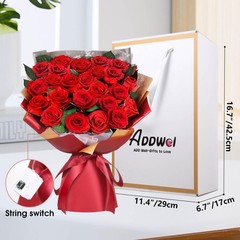 ADDWel 24 Pcs Preserved Real 24 Roses, Red Roses Bouquet – 24