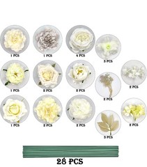 28 Artificial Flowers Combo Box for DIY Wedding Bouquets Centerpiece Cake Decor