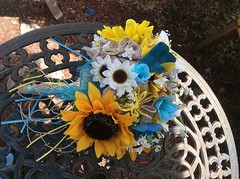 large Wedding Bridal Bouquet Flowers Huge Package Sunflowers TEALS 7 bouquet