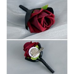 5Pcs Rose Boutonniere for Bride and Grooms, Rose Wrist Corsages for Wedding Prom