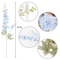 33.5 in Fake Flowers Delphinium Artificial Flowers Silk Flowers 6 Baby Blue