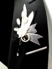 Boutonniere for men Prom Wedding One-of-a-Kind New Ribbon Flowers Bling