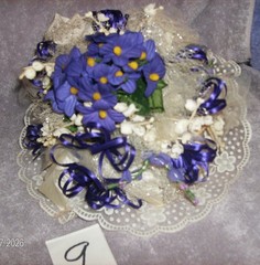 PURPLE BRIDESMAID BOUQET W/ CARRYING HANDLE SATIN RIBBON LILY OF THE VALLYNEW #9