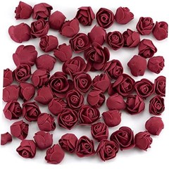 100 Pcs Foam Artificial Burgundy Roses Mini Fake Flowers Mini Artificial Fake