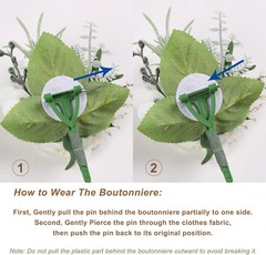 6Pcs White Faux Silk Rose Boutonnieres for Men Wedding Prom | White Artificial S