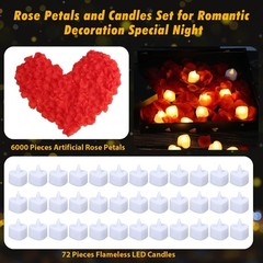 6000 pétalos de rosa artificiales velas LED sin llama, para bodas y decoración