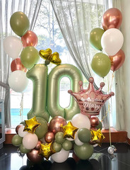 Sage Green and Rose Gold Balloons, 24Pcs 12 Inch Sage Green White Metallic Rose