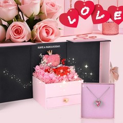Suturun Preserved Roses Forever Flowers Gifts for Women,Eternal Pink