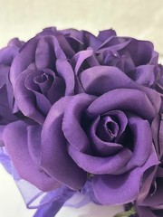 Artificial Flower Kissing Ball Purple Silk Rose Pomander for Wedding 1 Piece